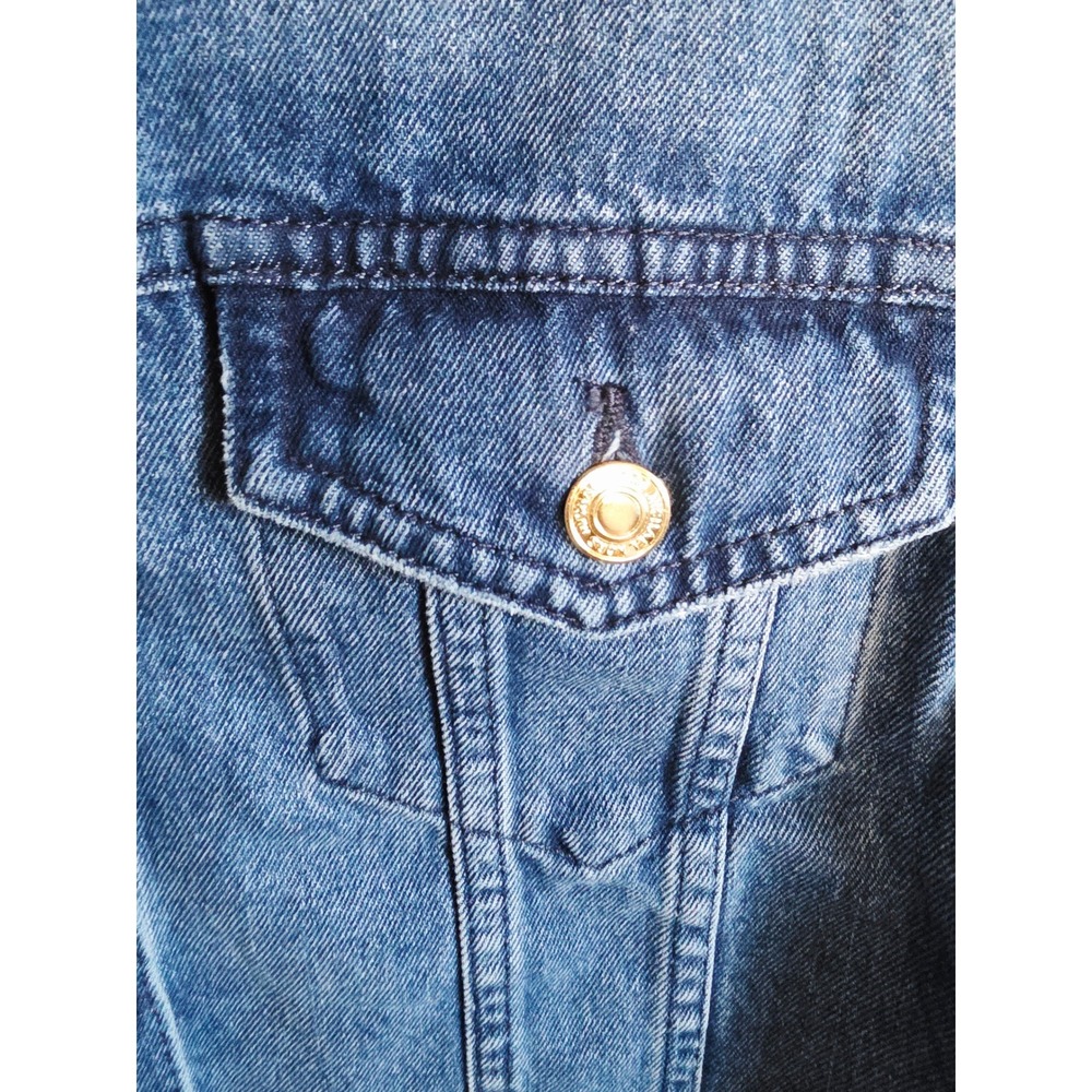 Michael‎ Kors Denim Jacket Women's XL Blue Jean Art Painted Peace Hands MK Logo - Picture 7 of 10
